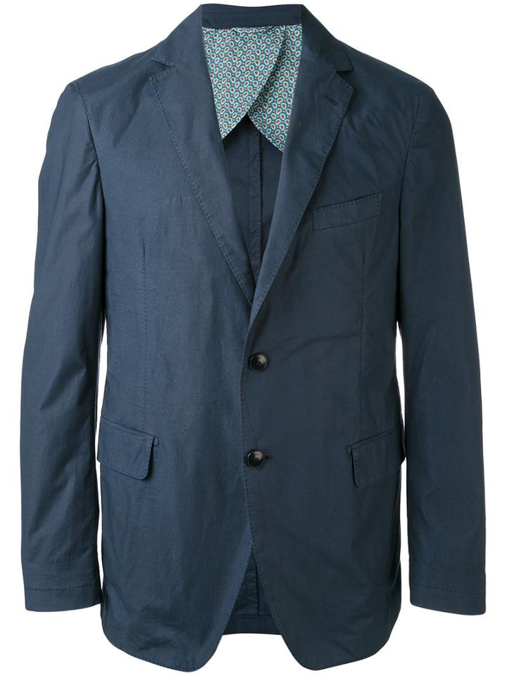 Etro - Single Breasted Blazer - Men - Cotton/spandex/elastane - 54, Blue, Cotton/spandex/elastane