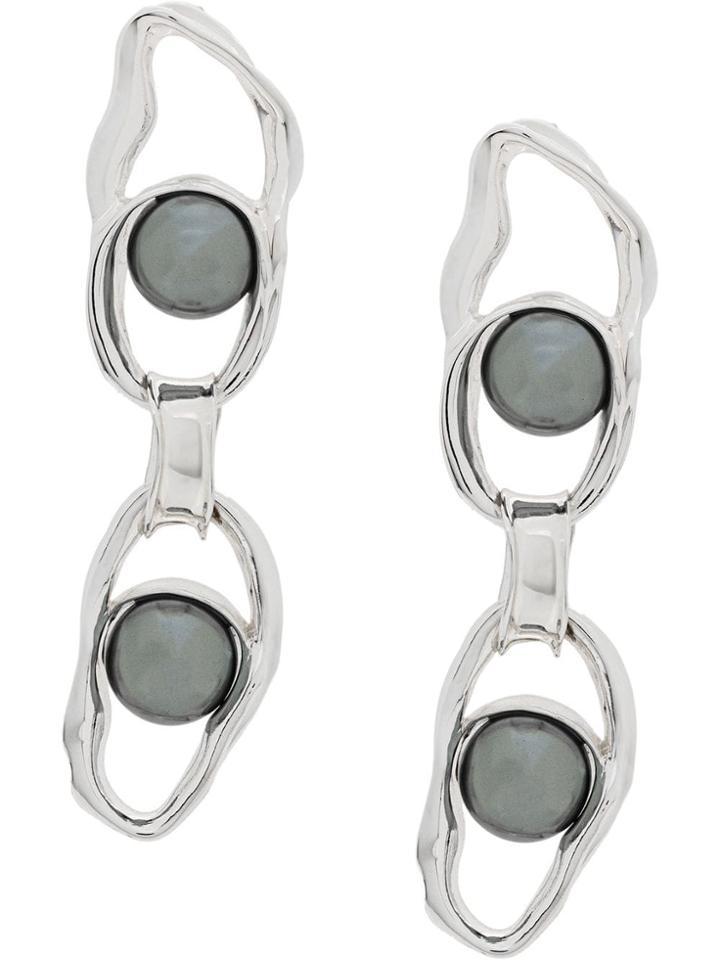 Coup De Coeur Liquid Pearl Chained Earrings - Silver