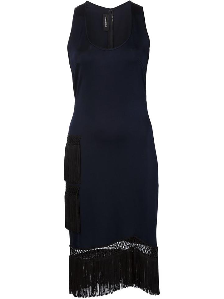 Yigal Azrouel Fringed Hem Fitted Dress