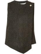 Renli Su - Tweed Asymmetric Waistcoat - Women - Cotton/wool - M, Brown, Cotton/wool