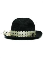 Maison Michel Joseph Polka Dot Straw Hat - Black