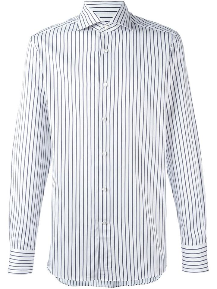 Ermenegildo Zegna Striped Shirt, Men's, Size: 39, White, Cotton