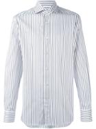 Ermenegildo Zegna Striped Shirt, Men's, Size: 39, White, Cotton