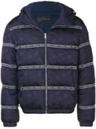Versace Logo Tape Puffer Jacket - Blue