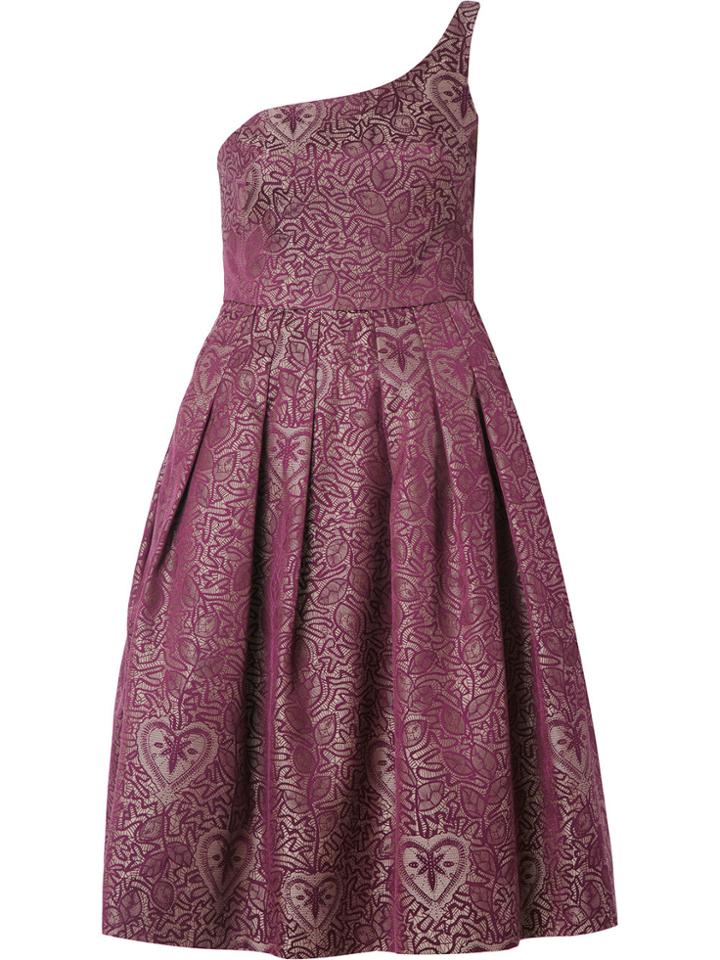 Martha Medeiros One Shoulder Jacquard Rogeria Dress - Red