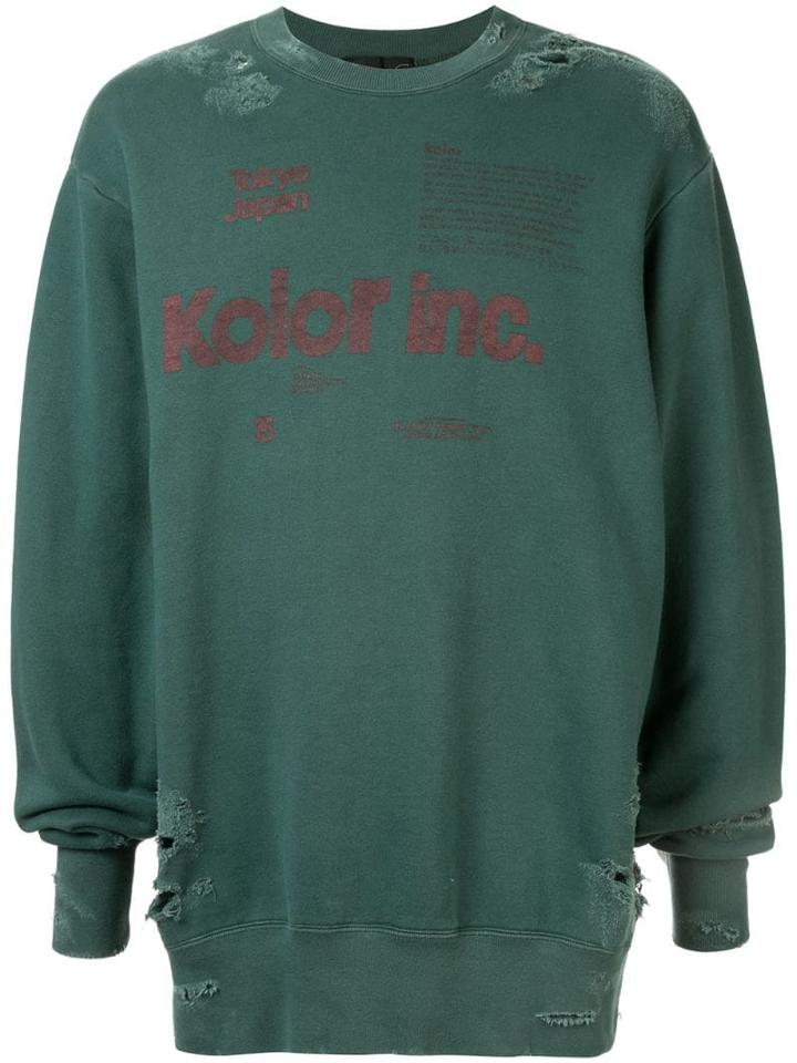 Kolor Logo Distressed Sweatshirt - Green