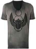 Frankie Morello Distressed Print V-neck T-shirt - Grey