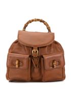 Gucci Pre-owned Bamboo Handle Backpack - Brown