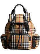 Burberry The Small Rucksack In Vintage Check And Leather - Yellow &