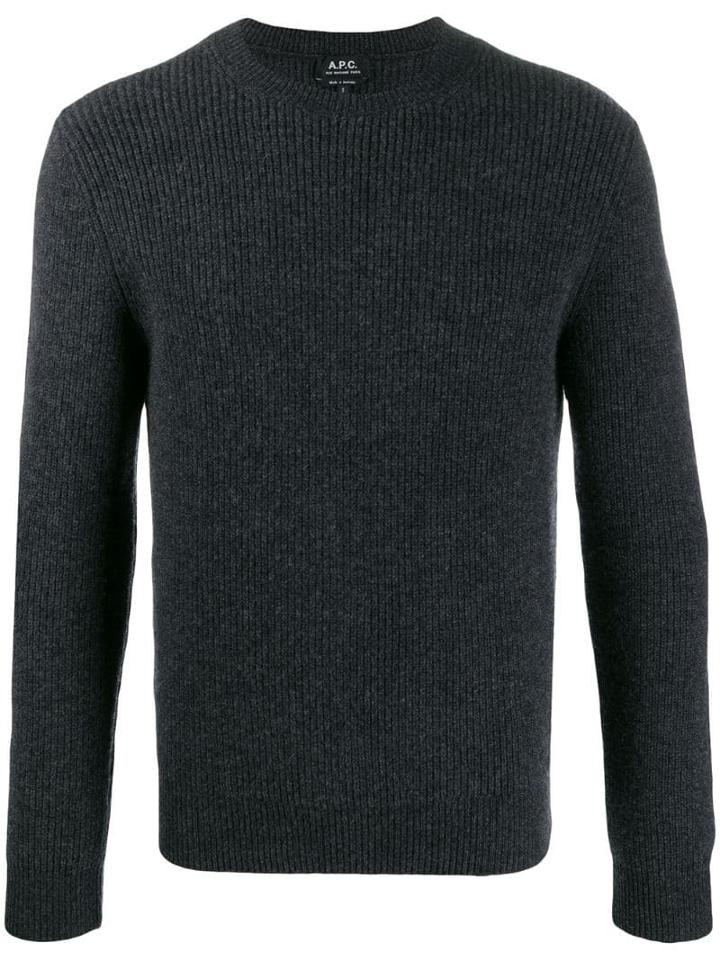 A.p.c. Ribbed Crew-neck Jumper - Grey
