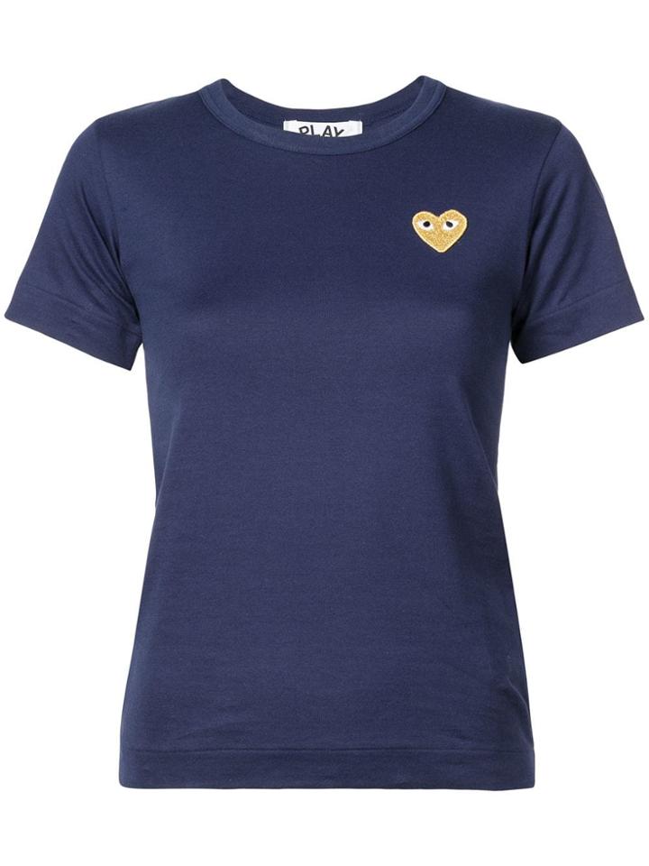 Comme Des Garçons Play 'gold Heart' T-shirt - Blue