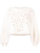 See By Chloé Laser Cut Floral Sweatshirt - Nude & Neutrals