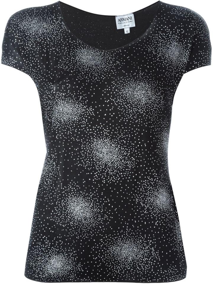 Armani Collezioni Embellished T-shirt, Women's, Size: 44, Black, Spandex/elastane/acetate