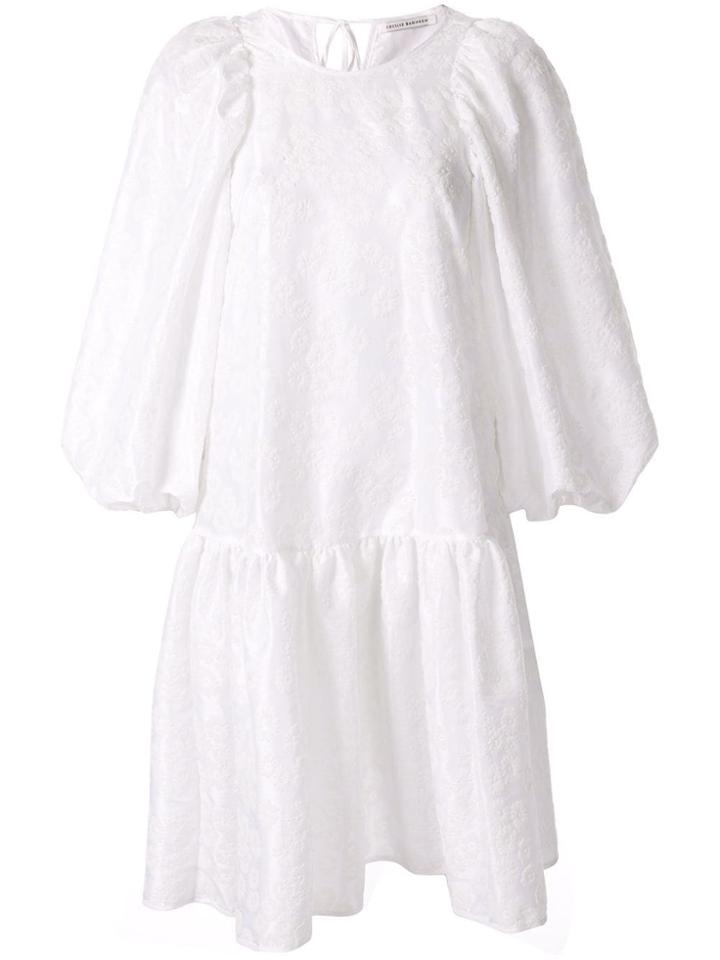 Cecilie Bahnsen White Amd Flocked Puff Sleeve Dress