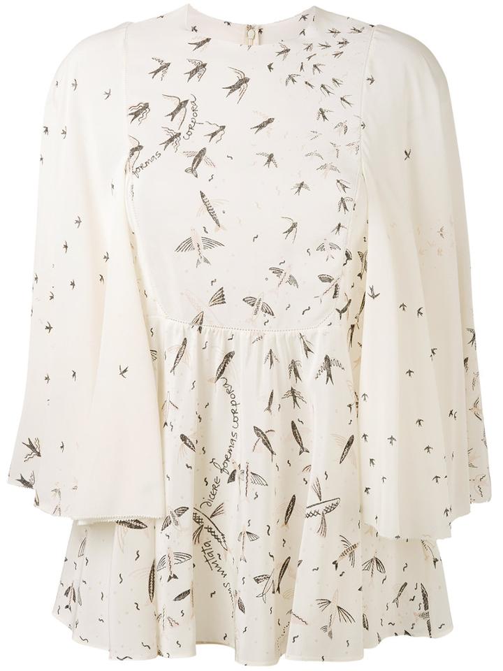 Valentino - Fish Print Blouse - Women - Silk - 44, Nude/neutrals, Silk