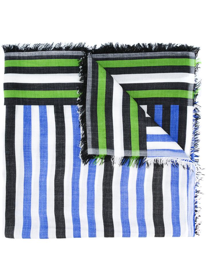 Faliero Sarti Striped Scarf, Women's, Green, Silk/modal