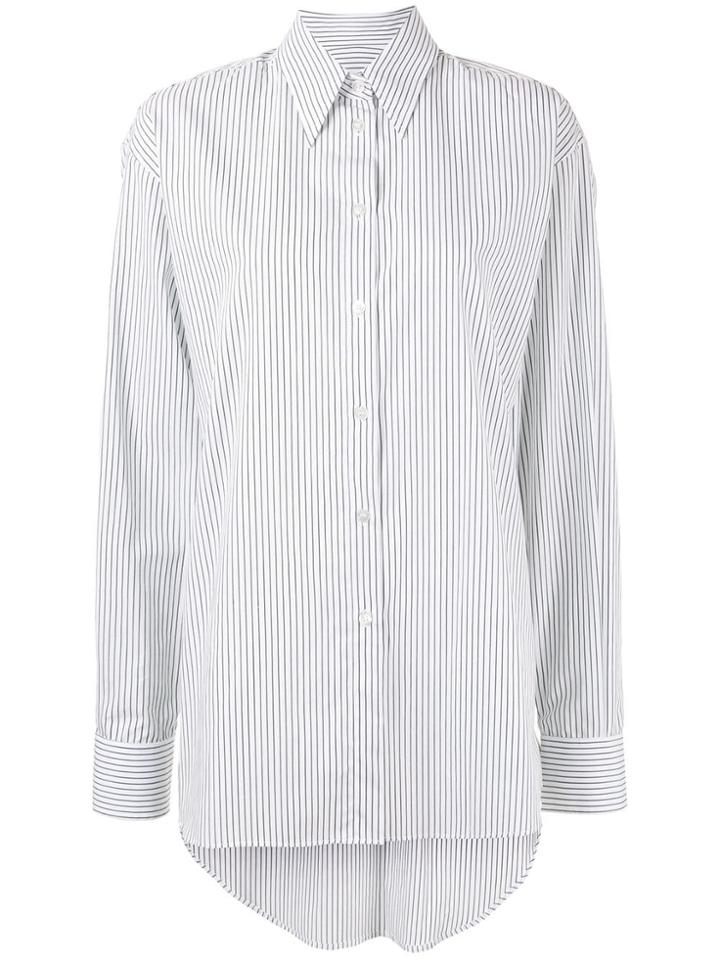 Mm6 Maison Margiela Pinstriped Tie Detail Shirt - White