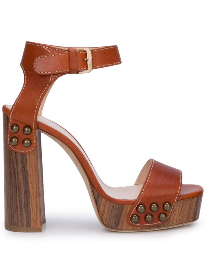 Lanvin Stud Detail Sandals - Brown