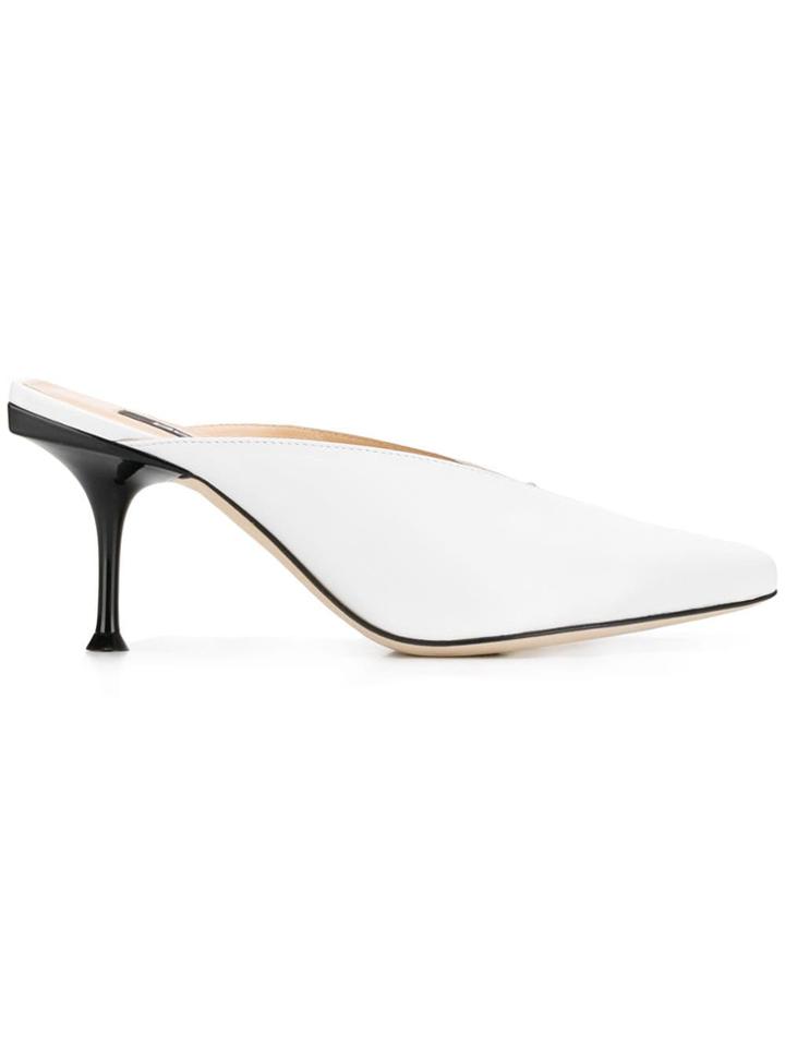 Sergio Rossi Pointed Toe Mules - White