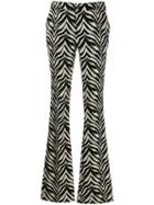 Pt01 Zebra-stripe Flared Trousers - Black