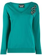 Boutique Moschino Embellished Music Note Jumper - Green
