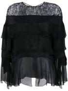 Alberta Ferretti Lace Trim Layered Top - Black