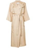 Astraet Belted Draped Coat - Brown