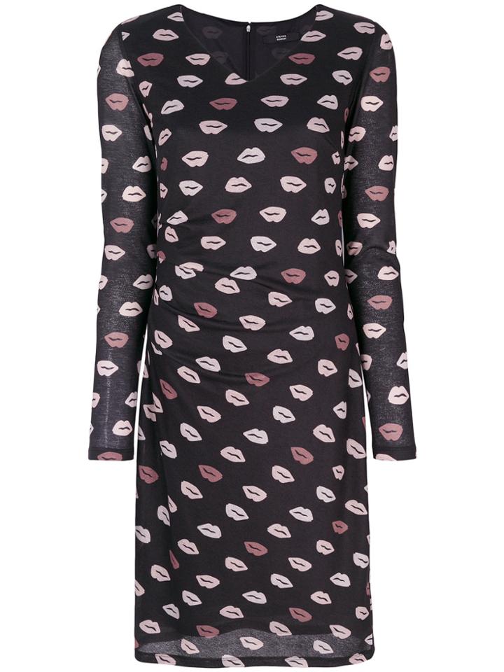Steffen Schraut Lips Print Dress - Black