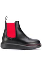 Alexander Mcqueen Leather Two-tone Chunky Boots - Black