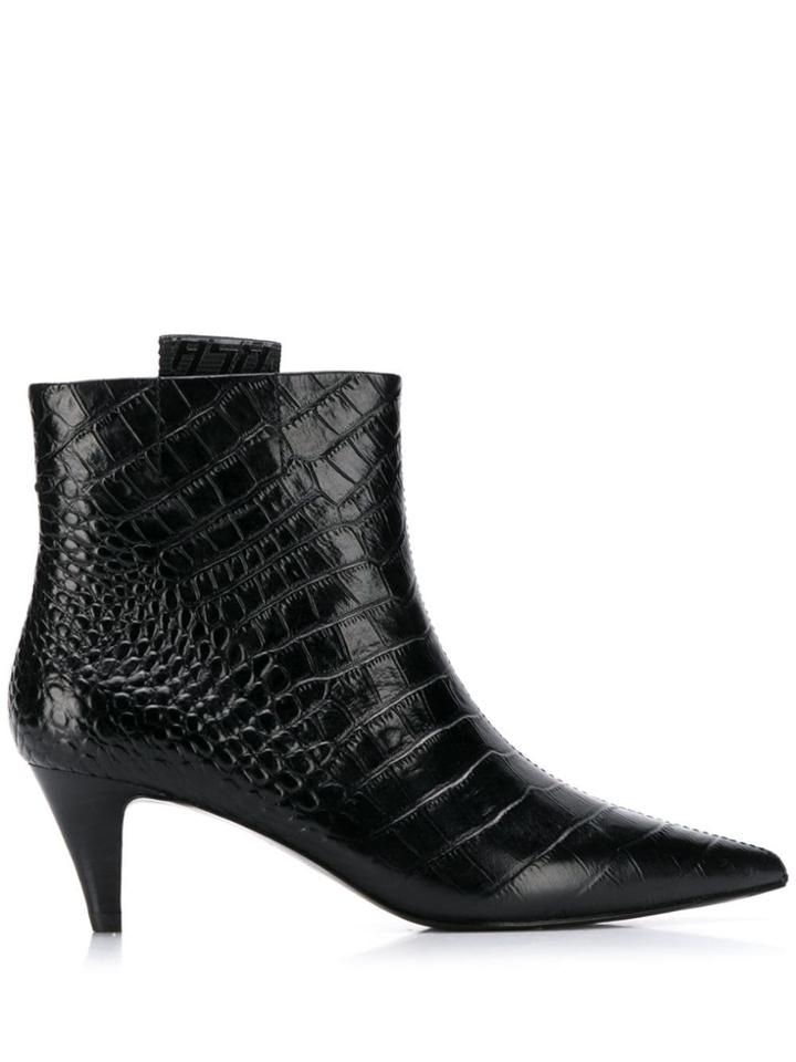 Ash Snakeskin Effect Boots - Black