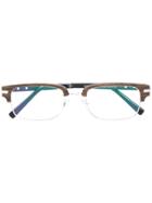 Gold And Wood Square Glasses - Brown
