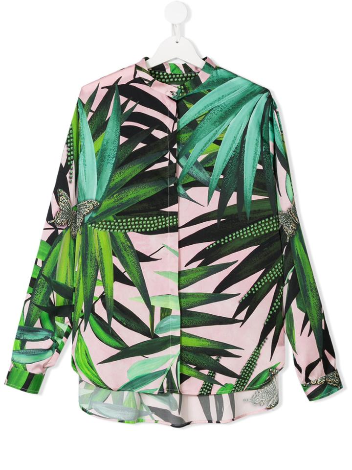 Nunzia Corinna Teen Leaf Print Blouse - Green