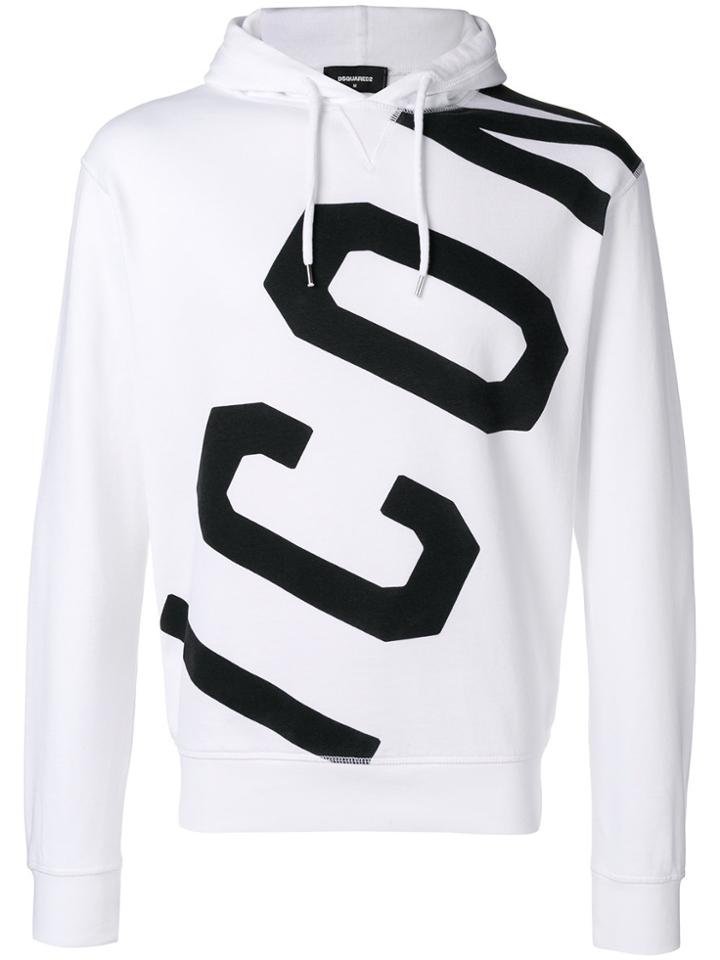 Dsquared2 Icon Logo Printed Hoodie - White