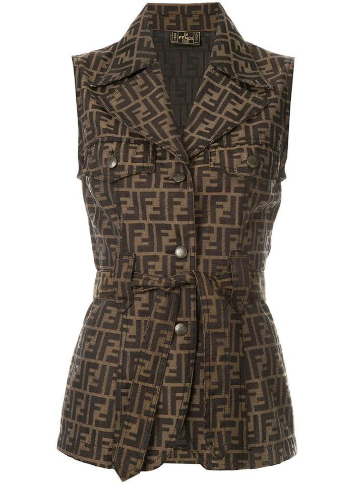 Fendi Pre-owned Logo Tied Sleeveless Jacket - Brown