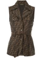 Fendi Pre-owned Logo Tied Sleeveless Jacket - Brown