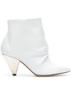 Marc Ellis Contrast-heel Pointed Boots - White