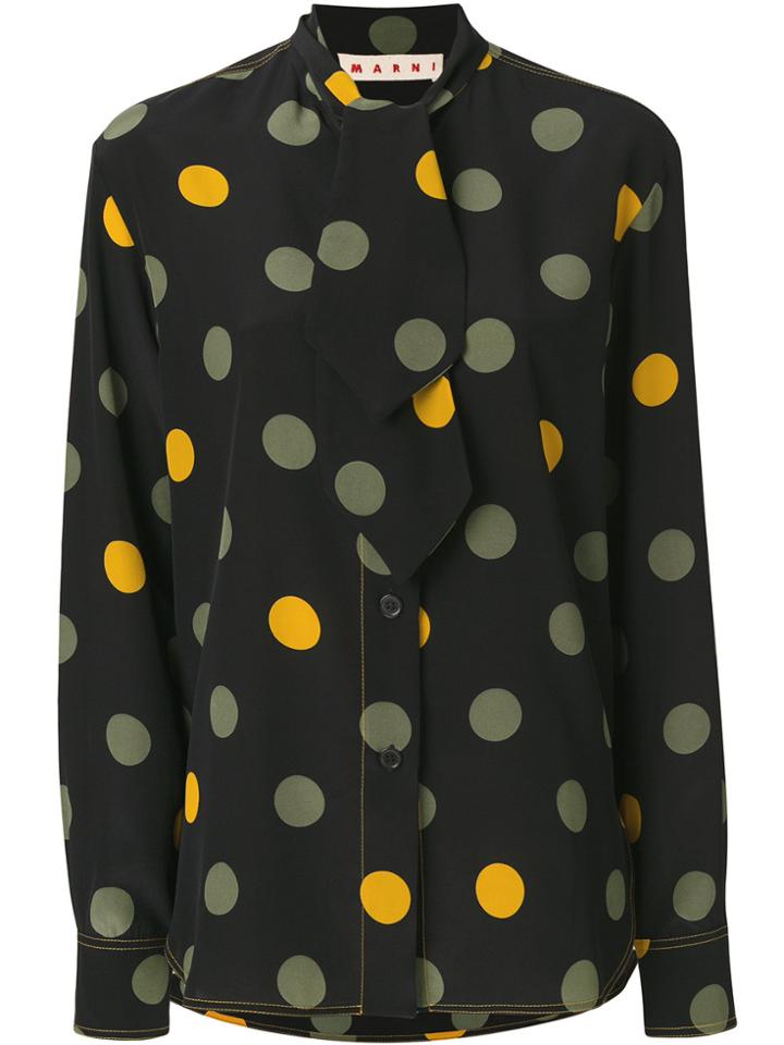 Marni Spotted Pussy Bow Blouse - Black