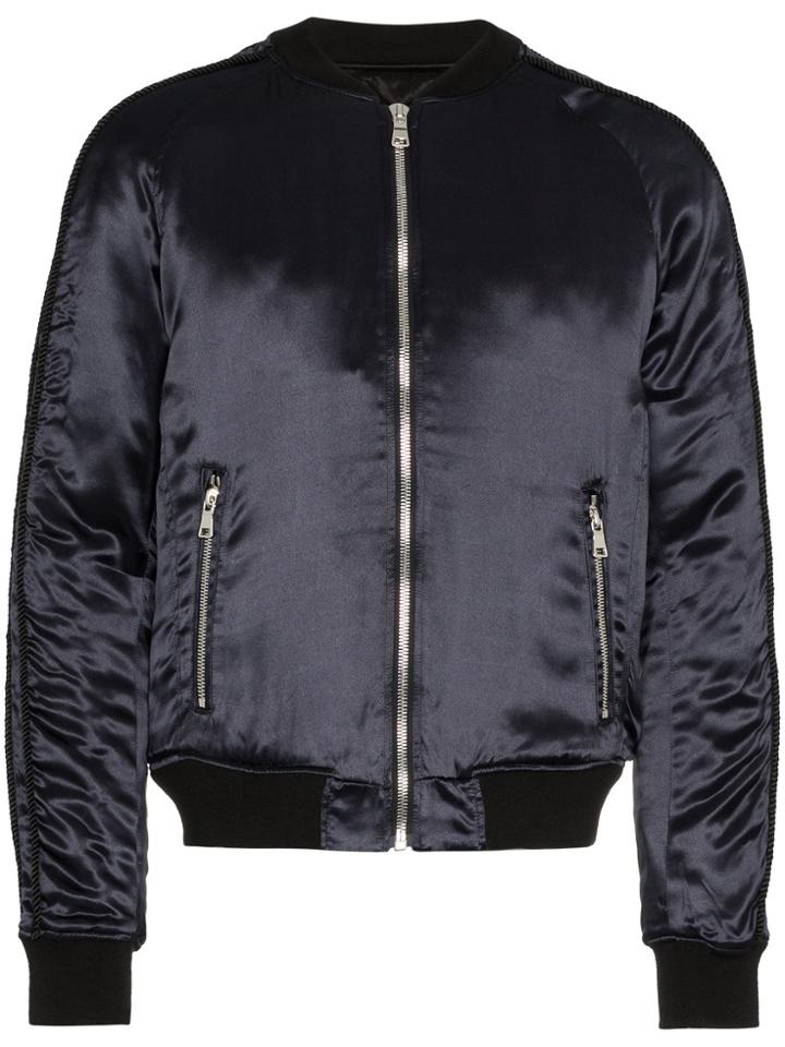 Balmain Galaxy Logo Print Bomber Jacket - Blue