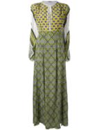 Msgm - Patterned Maxi Dress - Women - Silk - 40, Green, Silk