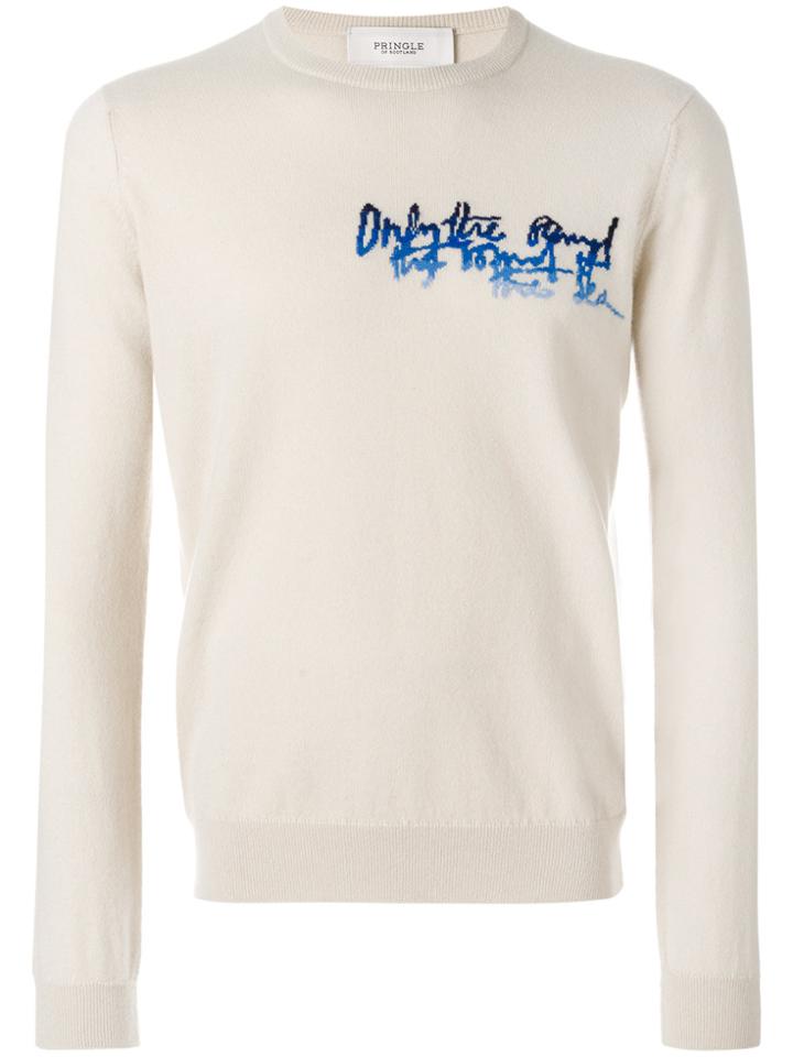 Pringle Of Scotland Intarsia Script Jumper - Nude & Neutrals