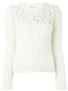 Red Valentino Lace Detail Jumper, Women's, Size: Small, White, Polyamide/viscose/virgin Wool