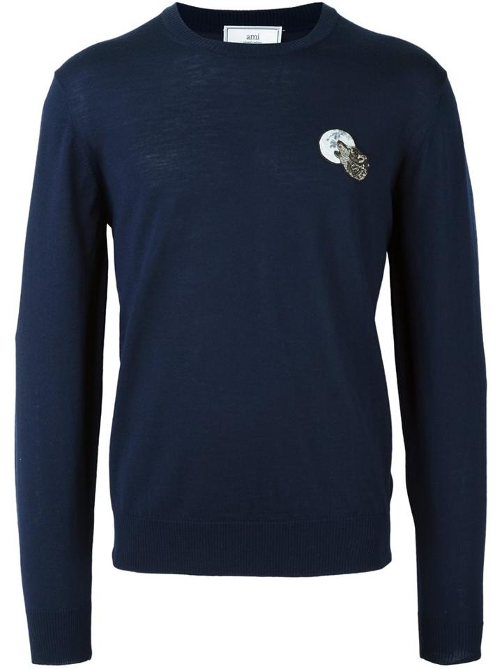 Ami Alexandre Mattiussi Embroidered Wolf Patch Sweater