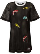 Au Jour Le Jour Embellished Sheer T-shirt, Women's, Size: 42, Black, Cotton/pvc