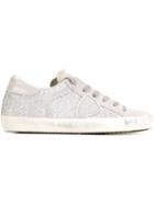 Philippe Model Glitter Sneakers, Women's, Size: 36, Grey, Suede/pvc/rubber