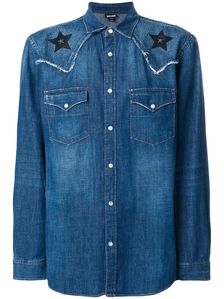 Just Cavalli Star Patch Denim Shirt - Blue