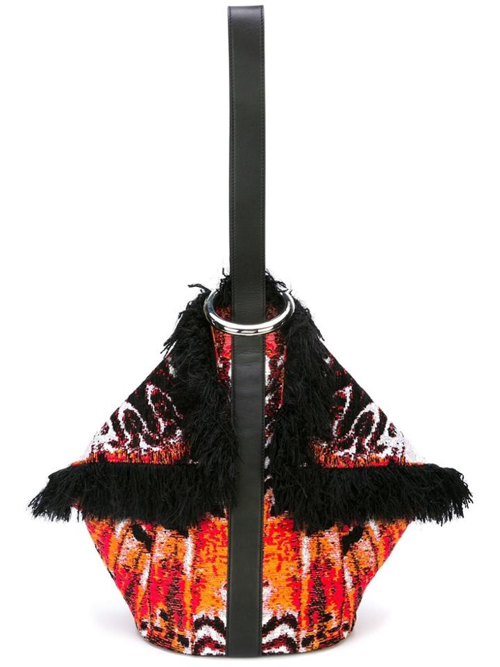 Alexander Mcqueen Fringed Top Shoulder Bag - Black