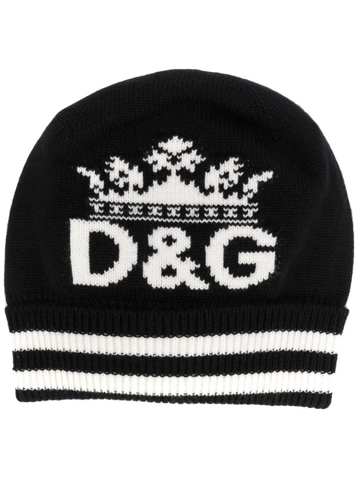 Dolce & Gabbana Logo Knitted Beanie Hat - Black