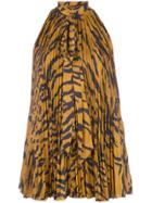 Adam Lippes Pleated Tiger-print Blouse - Orange