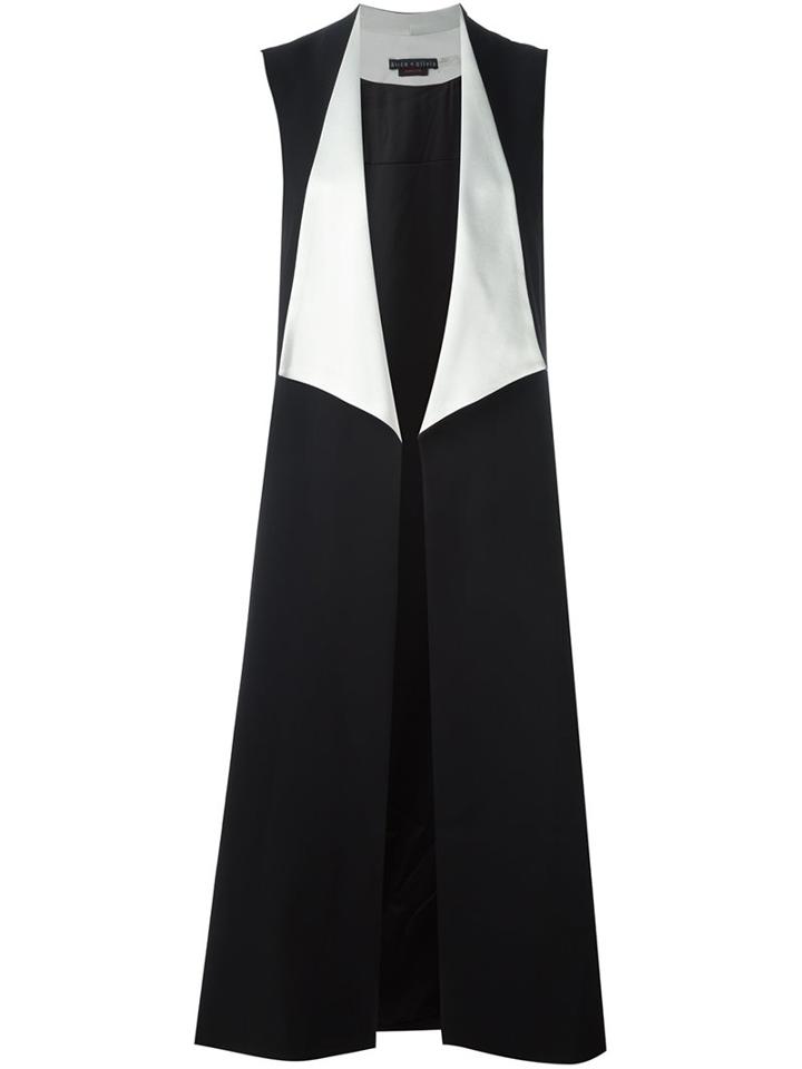 Alice+olivia Long Drape Front Vest, Women's, Size: Medium, Black, Polyester/spandex/elastane