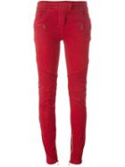 Balmain Biker Jeans, Women's, Size: 36, Red, Cotton/polyester/spandex/elastane